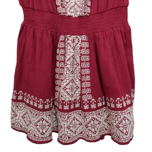 Tularosa Burgundy Red Fiona Off Shoulder Embroidered Mini Dress Size Medium M - Picture 5 of 11